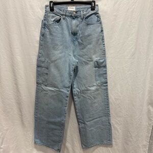 Frame Genoa Utility Cargo Jeans Size 28 Light Wash Straight Leg Cotton USA Made